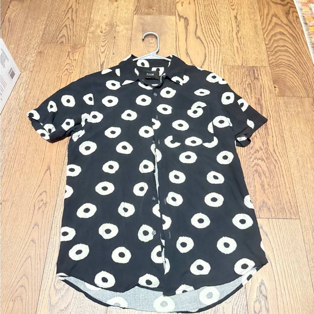 Neuw Black and White Circle Pattern Shirt